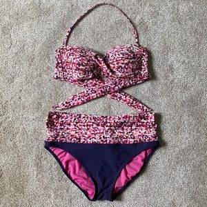 Profile by Gottex Tutti Fruitti Bandeau Bikini Swimsuit size 8